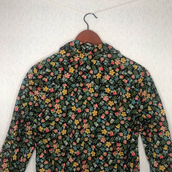 LIBERTY Women's Button Front Shirt Floral Dark Long Sleeve Collared US Size 6 - Picture 8 of 14